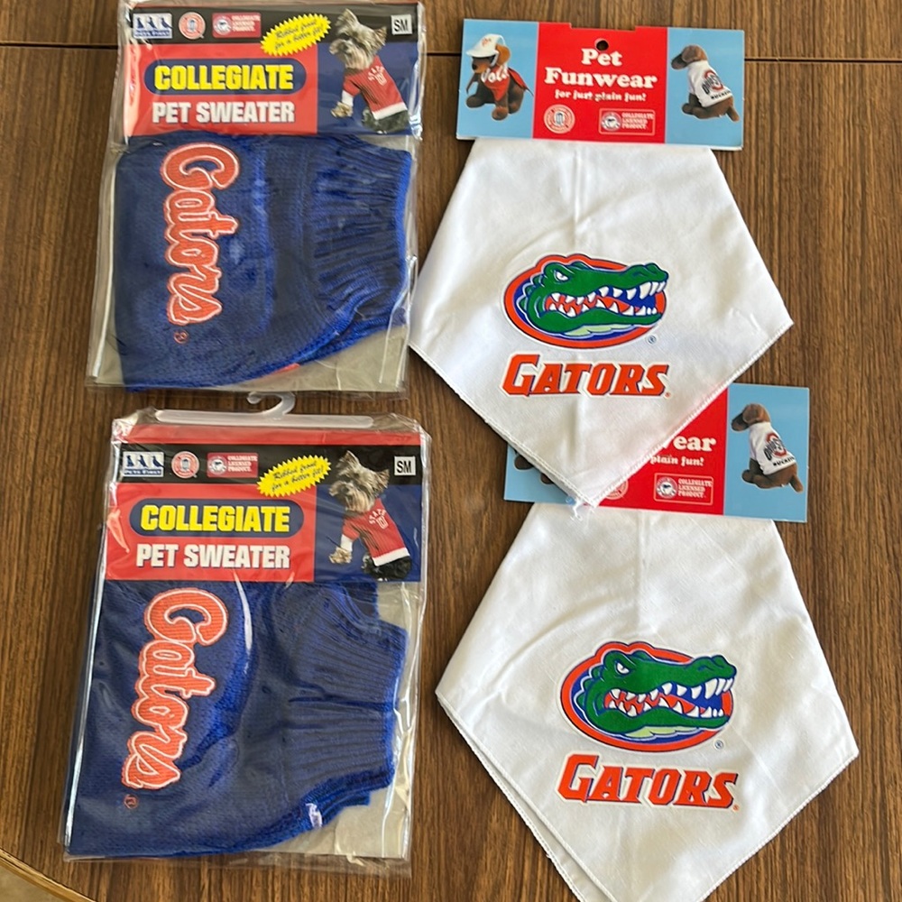 New twin set of UF GATORS sweater and bandanna